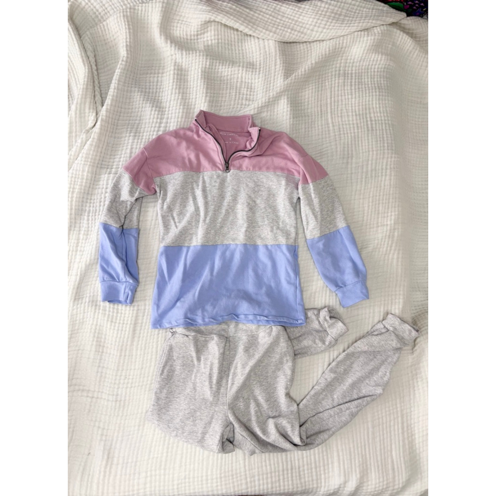 Girls Millie Loves Lily Matching Set 8 Gray Pink Blue Sweatshirt Joggers